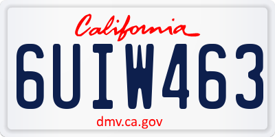 CA license plate 6UIW463
