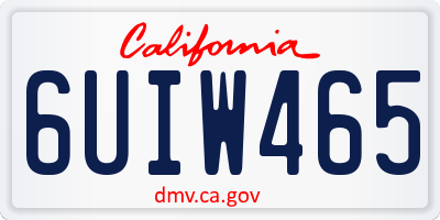 CA license plate 6UIW465