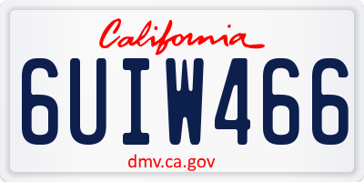 CA license plate 6UIW466