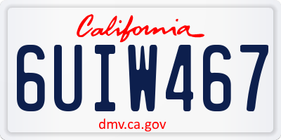 CA license plate 6UIW467