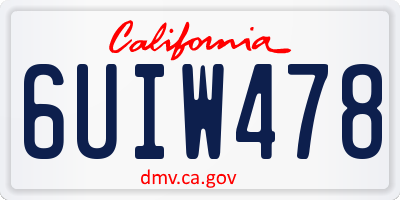 CA license plate 6UIW478