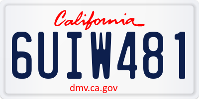 CA license plate 6UIW481