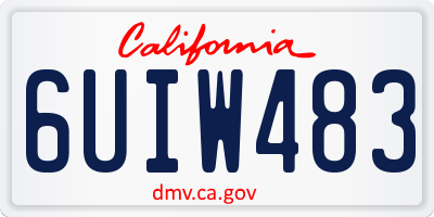 CA license plate 6UIW483