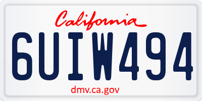 CA license plate 6UIW494
