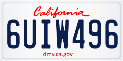 CA license plate 6UIW496