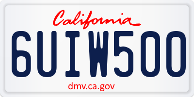 CA license plate 6UIW500