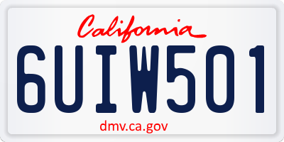 CA license plate 6UIW501