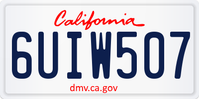 CA license plate 6UIW507