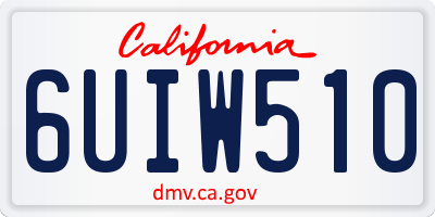 CA license plate 6UIW510