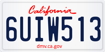 CA license plate 6UIW513
