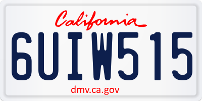 CA license plate 6UIW515