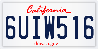 CA license plate 6UIW516
