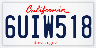 CA license plate 6UIW518