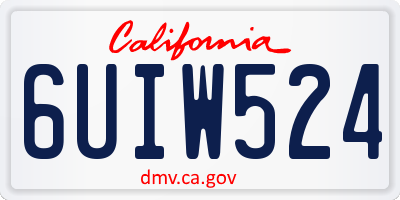 CA license plate 6UIW524