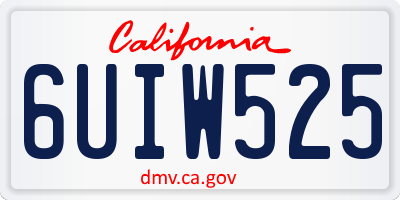 CA license plate 6UIW525