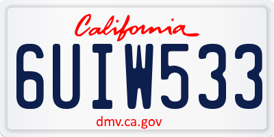 CA license plate 6UIW533