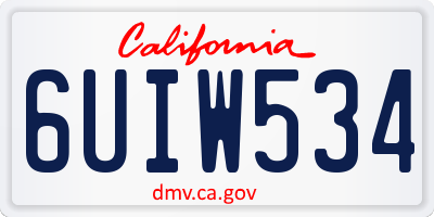 CA license plate 6UIW534