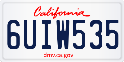 CA license plate 6UIW535