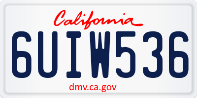 CA license plate 6UIW536