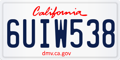 CA license plate 6UIW538
