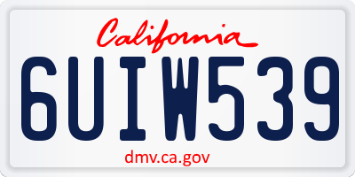CA license plate 6UIW539