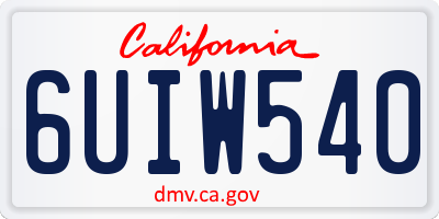 CA license plate 6UIW540