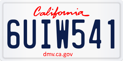 CA license plate 6UIW541