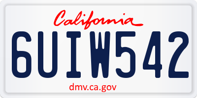 CA license plate 6UIW542