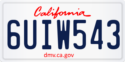 CA license plate 6UIW543