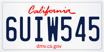CA license plate 6UIW545