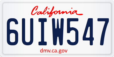 CA license plate 6UIW547