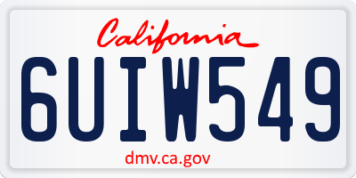 CA license plate 6UIW549