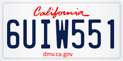 CA license plate 6UIW551