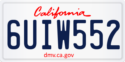 CA license plate 6UIW552
