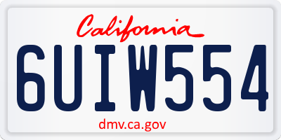 CA license plate 6UIW554