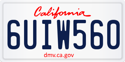 CA license plate 6UIW560