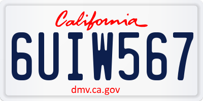 CA license plate 6UIW567
