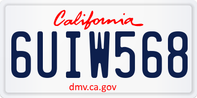 CA license plate 6UIW568