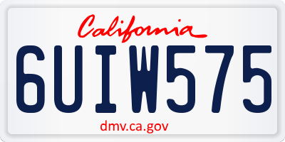 CA license plate 6UIW575