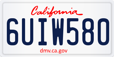 CA license plate 6UIW580