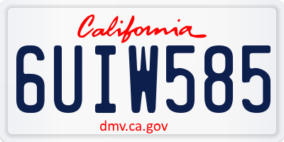 CA license plate 6UIW585