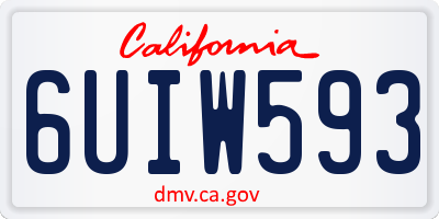 CA license plate 6UIW593