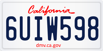 CA license plate 6UIW598