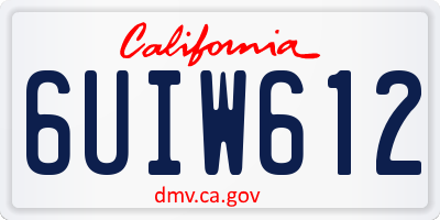 CA license plate 6UIW612
