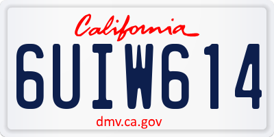 CA license plate 6UIW614