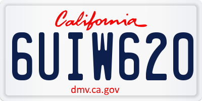 CA license plate 6UIW620