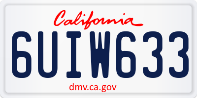 CA license plate 6UIW633