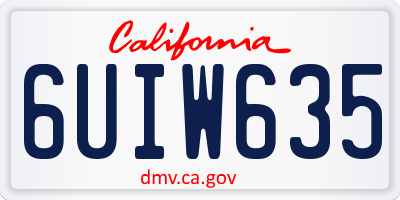 CA license plate 6UIW635