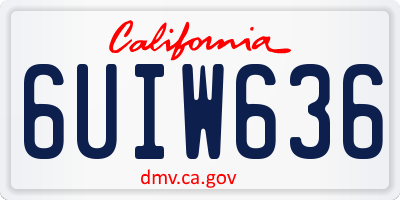 CA license plate 6UIW636