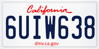 CA license plate 6UIW638